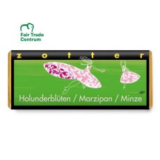 Zotter mléčná čokoláda Bezinka, marcipán a máta