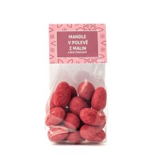 Mandle v polevě z malin a bílé čokolády
