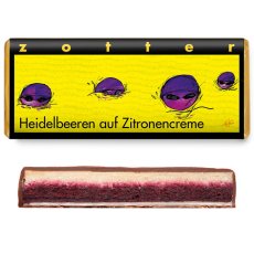Zotter hořká čokoláda plněná borůvky a citrónovým krémem