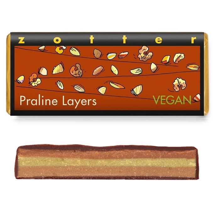 Zotter plnená horká čokoláda Nugátové trio