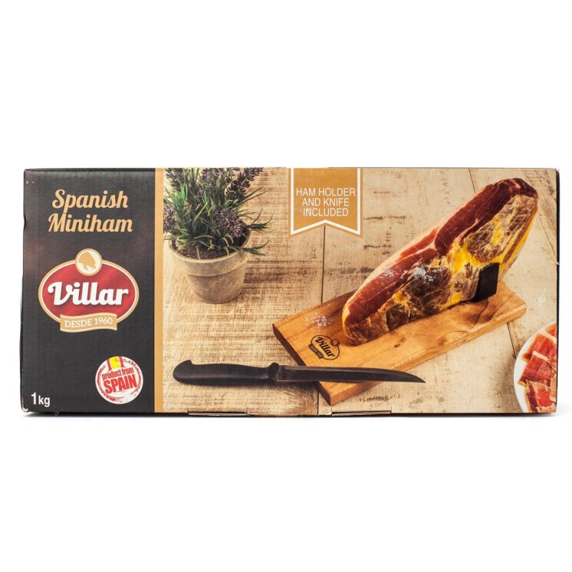 Španělská mini sušená šunka s nožem a stojánkem