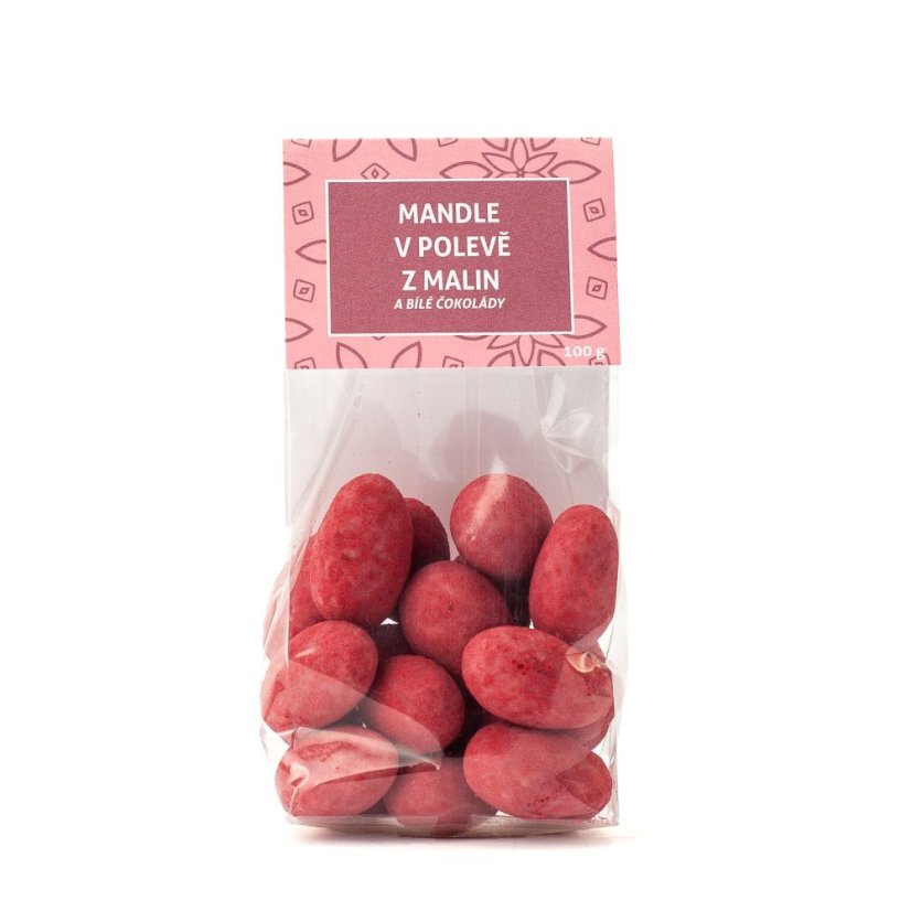 Mandle v poleve z malín a bielej čokolády