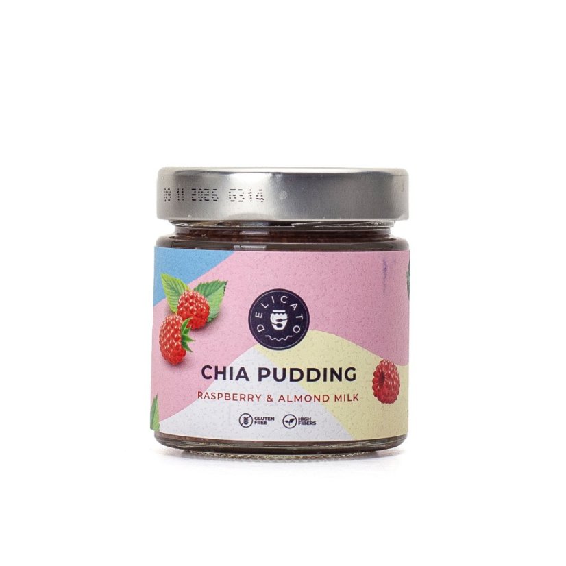 Delicato Chia puding malinový s mandľovým mliekom