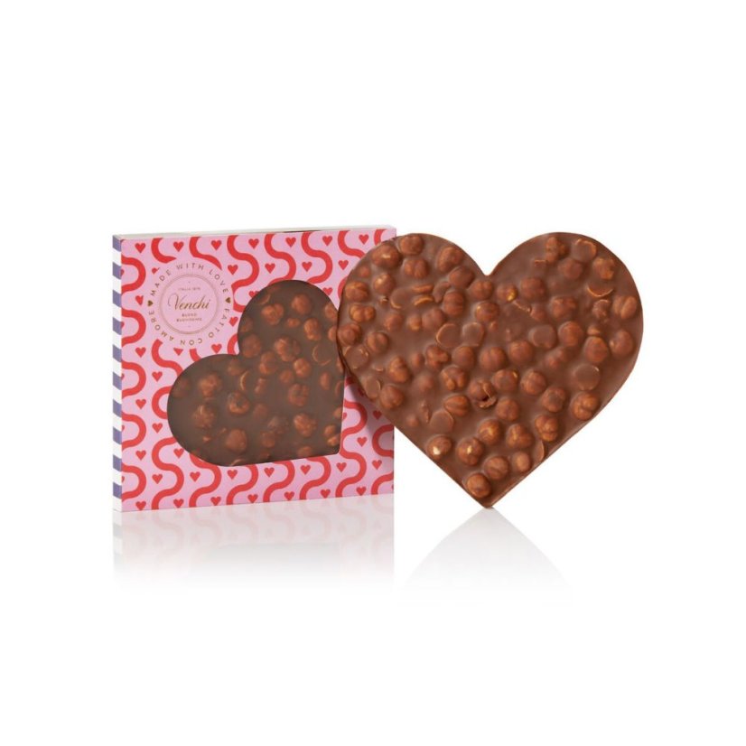 Venchi Čokoládové srdce s celými lieskovými orechmi