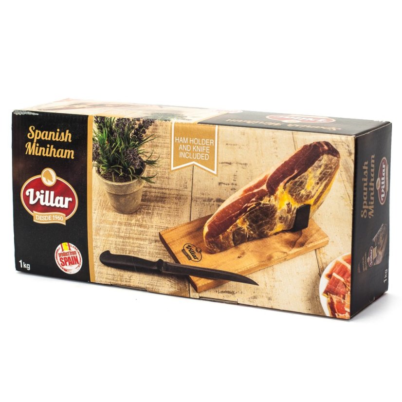 Španělská mini sušená šunka s nožem a stojánkem